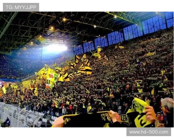 威斯特法伦南看台助威，多特蒙德主场气氛热烈